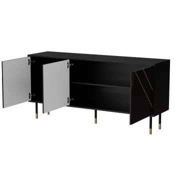 Cama 3D MOUNTAIN komoda 154x40x72 juodas + auksinis