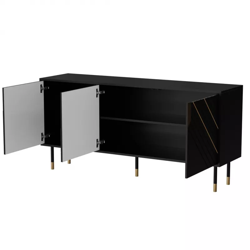 Cama 3D MOUNTAIN komoda 154x40x72 juodas + auksinis