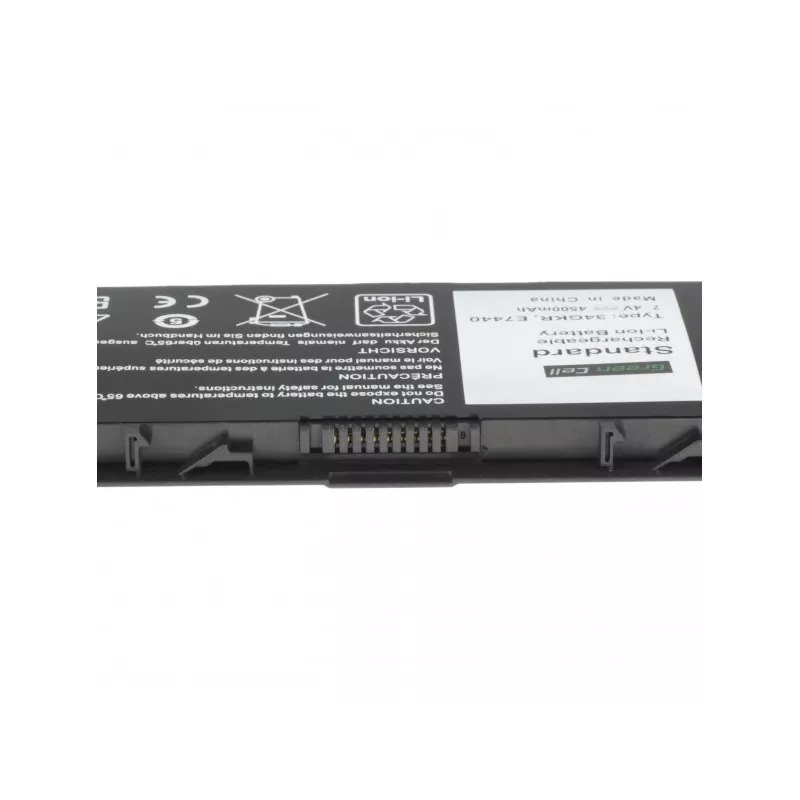 Baterija Green Cell DE93, skirta DELL Latitude E7440, Li‑Ion 7,4V 4500mAh, 4 elementai, juoda