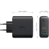 Sieninis įkroviklis Aukey PA-D3 2xUSB (1xUSB + 1xUSB C) Power Delivery 60W 5.4A
