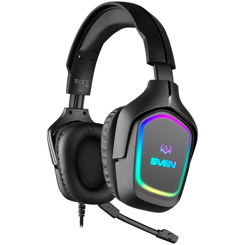 Ausinės žaidimams su mikrofonu SVEN AP-U750MV, juodos (USB, RGB)