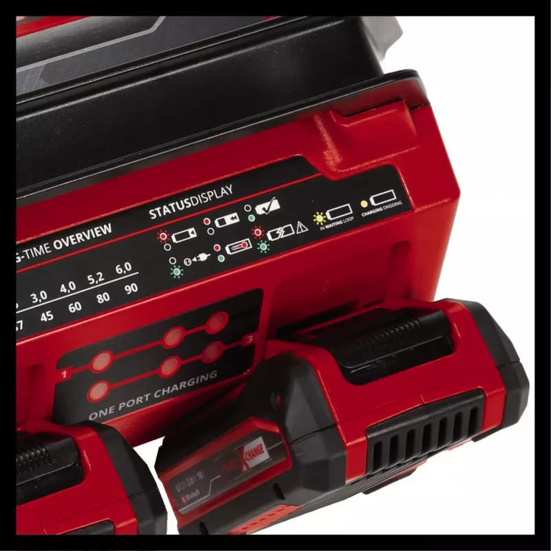 EINHELL Power X-Quattrocharger 4A – universalus Power X-Change įkroviklis 4 akumuliatoriams (LED būsenos indikacija, lygiagretus įkrovimas, greitas įkrovimas, įkrovimo valdymas)