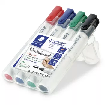 Markeris Staedtler Lumocolor 351 WP4 su kulka antgaliu juoda mėlyna žalia raudona (4 vnt.)