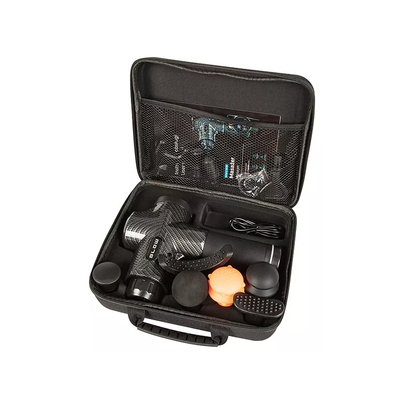 Nešiojamas perkusinis masažinis pistoletas BLOW Wave 4000 (44-340#) – 32 intensyvumo lygiai, 2200 mAh baterija, USB-C