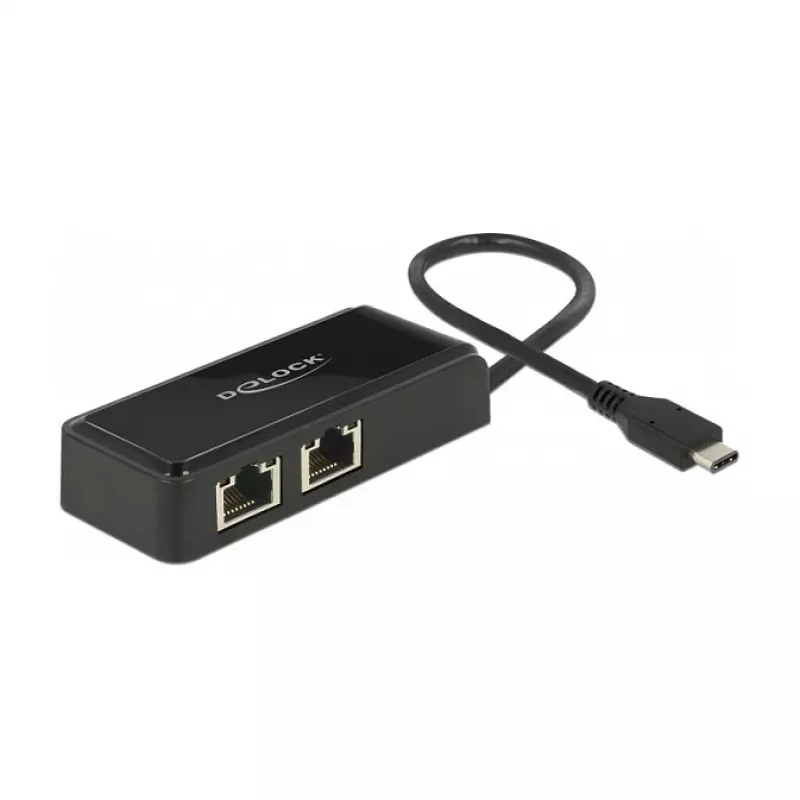 DeLOCK 63927 USB-C į 2x Gigabit LAN adapteris, juodas