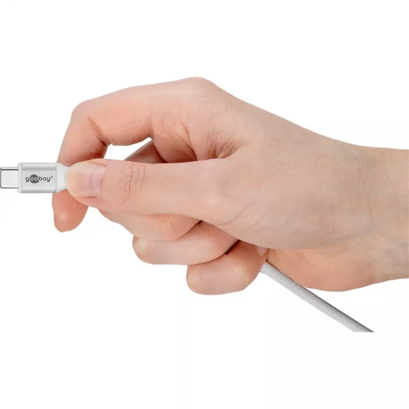 GOOBAY itin minkštas pintas USB 2.0 laidas, USB-C kištukas > USB-C kištukas (baltas, 1 m)