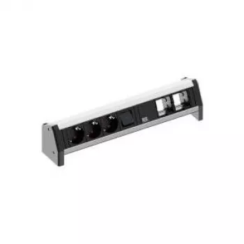 BACHMANN Desk 1 3x kištukinis lizdas 230V 16A juodas aliuminis 450 mm