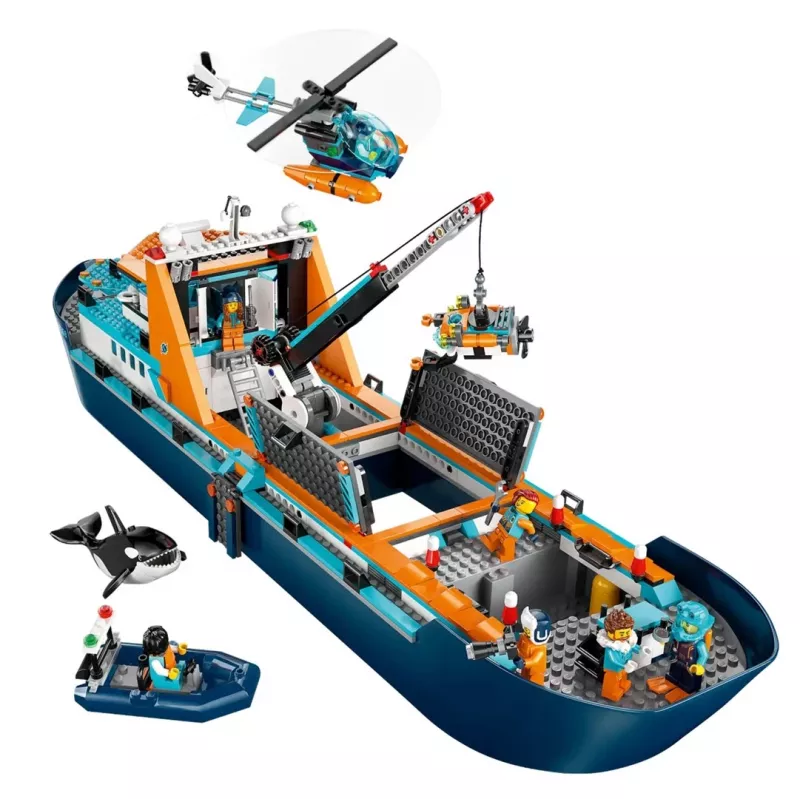 Konstruktorius LEGO City Arkties tyrinėjimų laivas 60368 — 815 dalių, 7+ metai, 4 minifigūrėlės