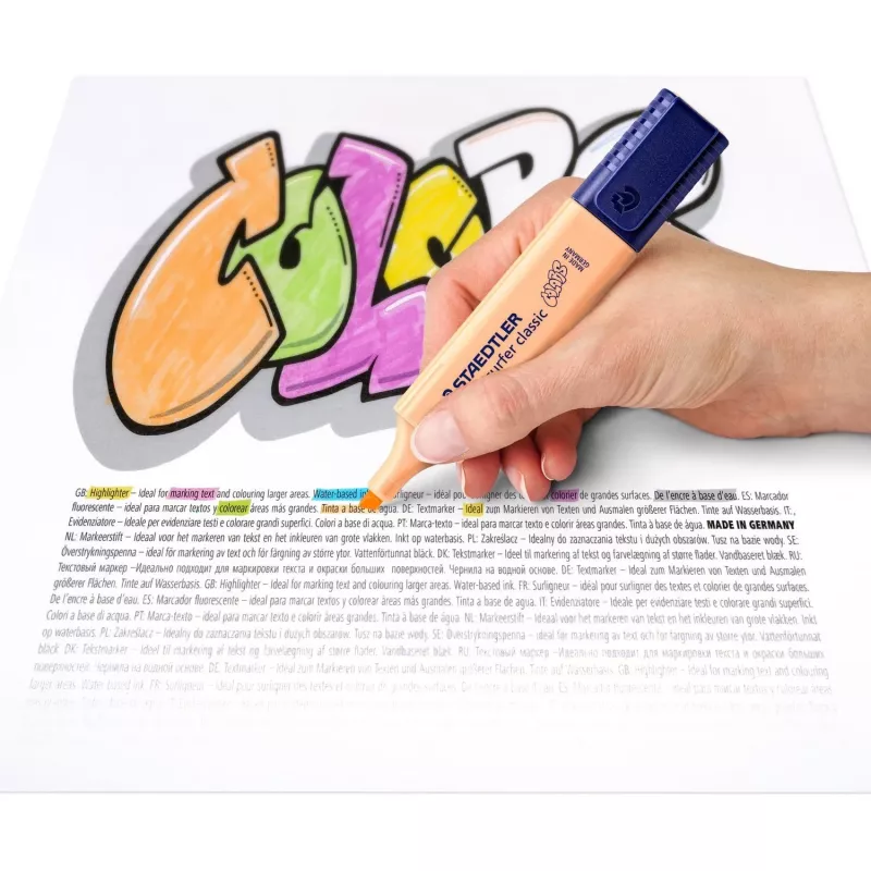 Žymekliai Staedtler 364 C 6 vnt. Smailusis antgalis Liepų žalia, Mėta, Persikas, Rožinė, Violetinė, Geltona