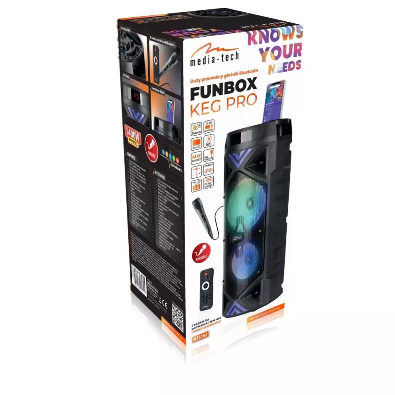 Belaidis garsiakalbis MEDIA-TECH POWER AUDIO BT FUNBOX KEG PRO MT3182