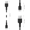 USB-C į USB-A laidas Aukey CB-CA2, nailono pintas, Quick Charge 3A, 1 m