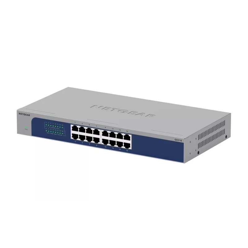 NETGEAR GS516-300EUS tinklo jungiklis, nevaldomas, Gigabit Ethernet (10/100/1000), pilka