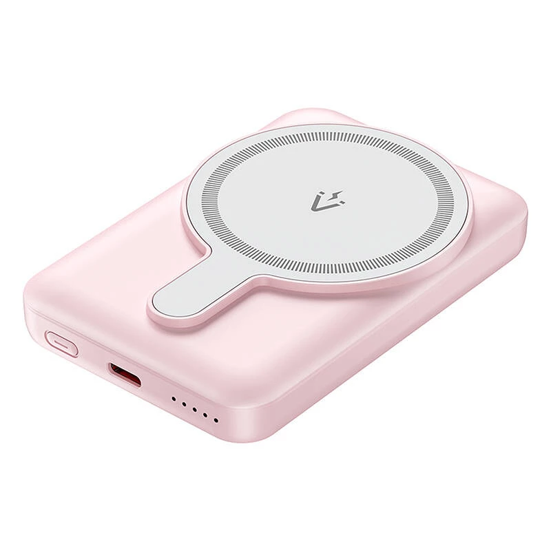 Power bank Vention FHSP0 5000 mAh su belaidžiu įkrovimu, USB-C, 3 A išėjimas, Rožinė