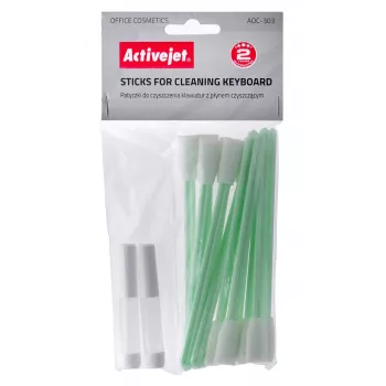 Valymo rinkinys įrangai ActiveJet AOC-303 — 12 baltų medvilninių pagaliukų klaviatūroms, universalus