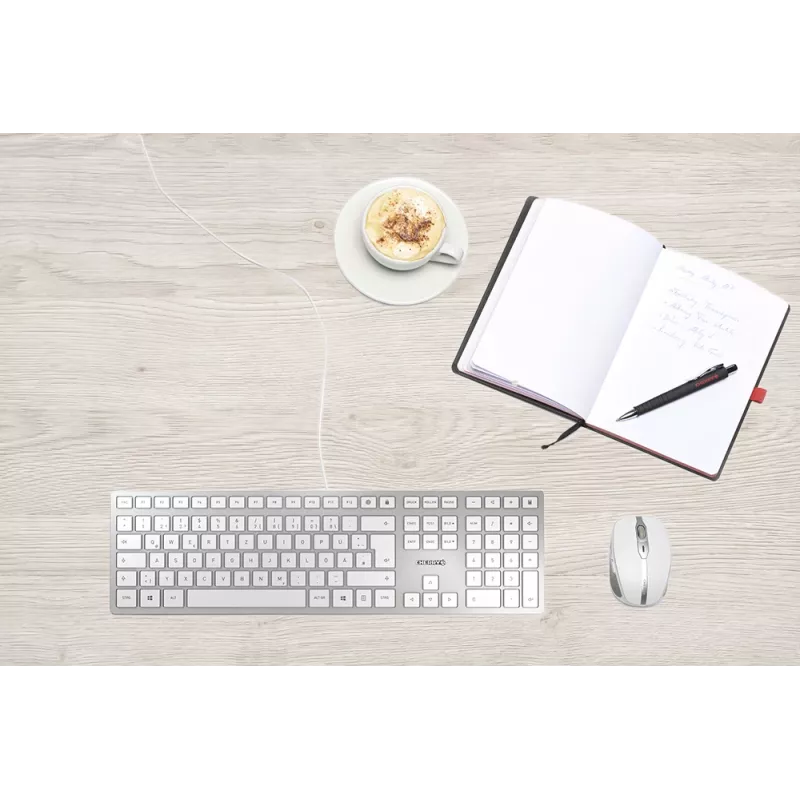 Klaviatūra CHERRY KC 6000 SLIM USB QWERTZ vokiška sidabrinė