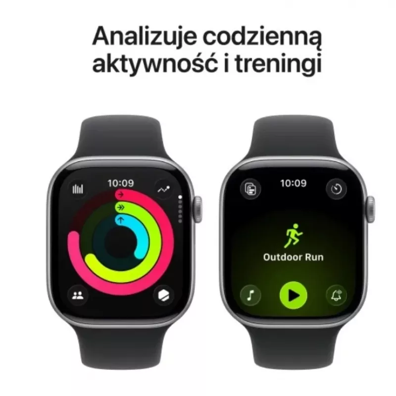 Apple Watch Series 11 GPS+Cellular 46mm Kosminės pilkos spalvos aliuminio korpusas su juodu sportiniu dirželiu M/L