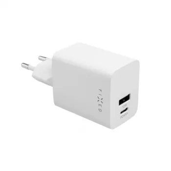 Kelioninis įkroviklis FIXED Fixed Mini USB-C/USB 45W – kompaktiškas dviejų prievadų sieninis adapteris