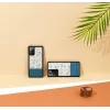 Korpusas Samsung Galaxy Note 20 Ultra iš medžio – mėlyna gėlė ant juodo