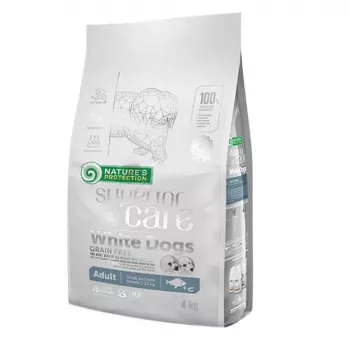 Sausas šunų ėdalas Nature’s Protection White Dogs GF White Fish Adult Small 4 kg – be grūdų, žuvis