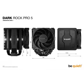 be quiet! Dark Rock Pro 5 procesoriaus oro aušintuvas 120/135 mm juodas 1 vnt.