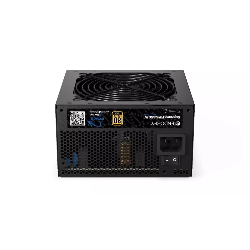 Maitinimo blokas ENDORFY Supremo FM6 850 W, 24 kontaktų ATX, pilnai modulinis, 80 PLUS Gold, 120 mm ventiliatorius, juodas