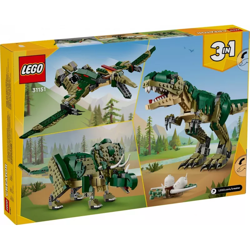 Konstruktorius LEGO Creator 3-in-1 T.Rex 626 dalių, 150 mm aukštis, nuo 9 m.
