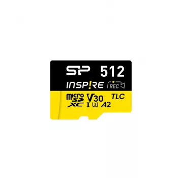 Atminties kortelė Silicon Power Inspire 512 GB MicroSDXC V30 UHS-I U3 A2 4K + adapteris (SP512GBSTXLA2V1NSP)