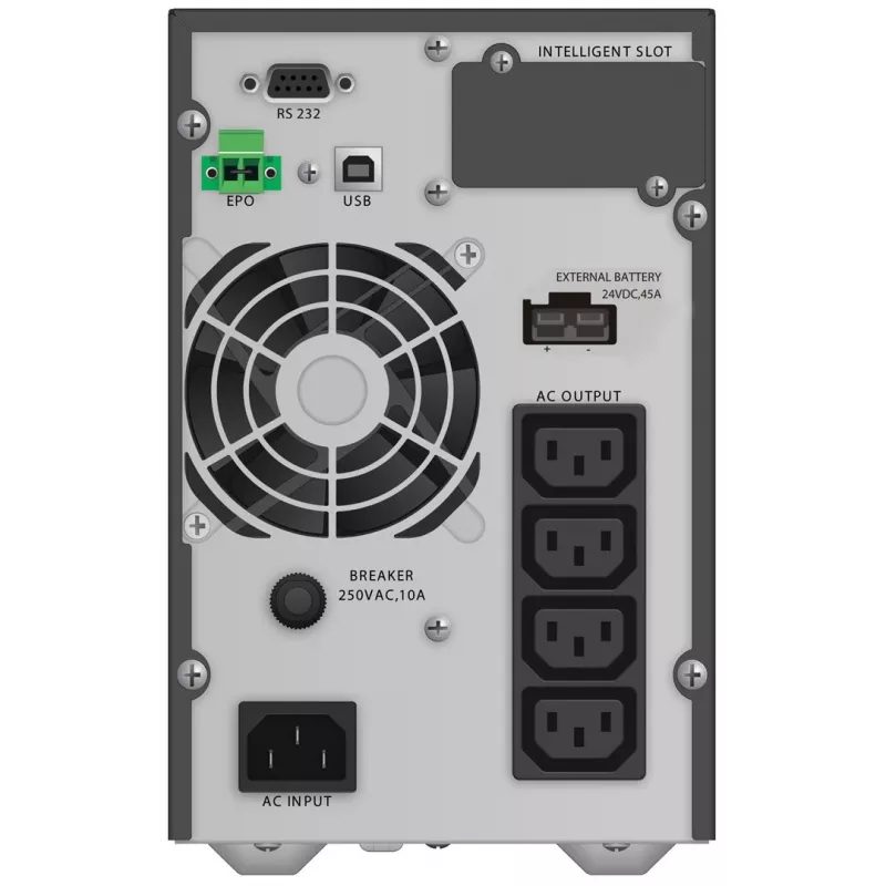 Nepertraukiamo maitinimo šaltinis PowerWalker VFI 1000 TGB — 1 kVA (900 W), dvigubo keitimo Online, 4× C13 lizdai, USB, RS-232, EPO
