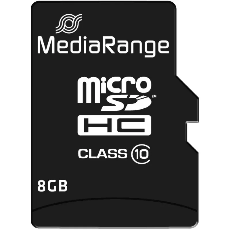 „Mediarange“ atminties kortelė „Micro SDHC“ 8GB C10 su adapteriu MR957
