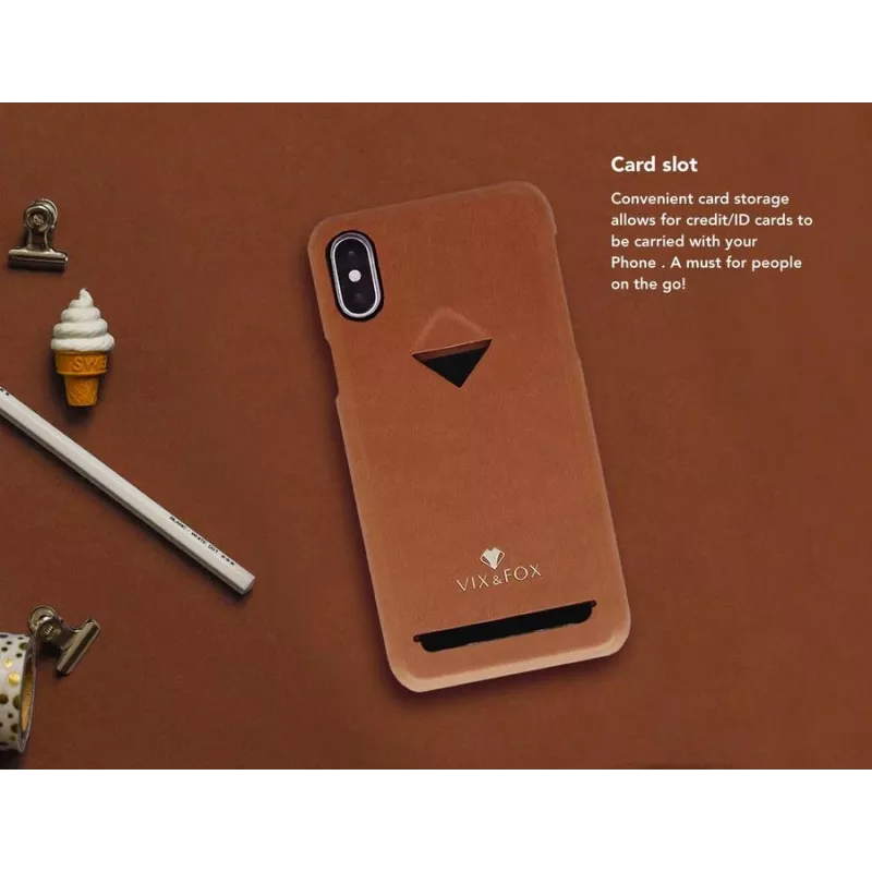 Nugarinė dėklas su kortelių kišene VixFox Samsung S9 — karamelinė ruda