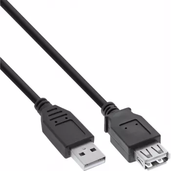 USB 2.0 ilginimo kabelis InLine B-34610B USB-A (vyriškas) į USB-A (moteriškas), juodas, 100 vnt. pakuotė
