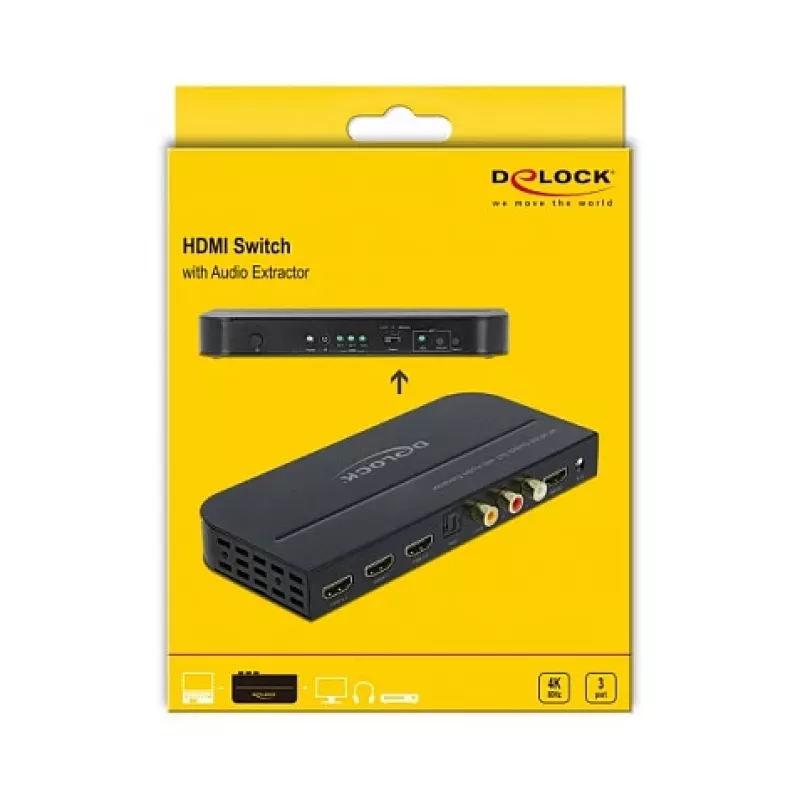 HDMI jungiklis DeLOCK 3 x HDMI į 1 x HDMI išėjimas 4K 60 Hz
