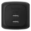 Vidinis AC greitasis įkroviklis Belkin WCH019kqBK — 2× USB‑C, juodas, OVP/OC/OT/SC apsauga
