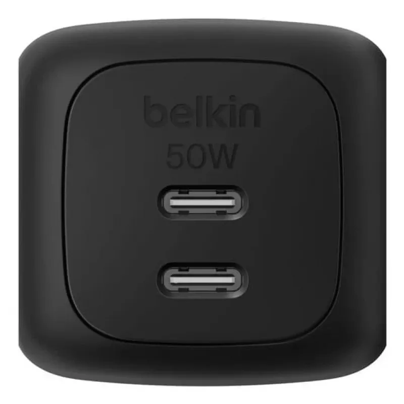 Vidinis AC greitasis įkroviklis Belkin WCH019kqBK — 2× USB‑C, juodas, OVP/OC/OT/SC apsauga