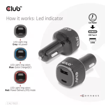 CLUB3D automobilinis nešiojamojo kompiuterio kroviklis 63 W, 24 V, juodas