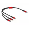 USB įkrovimo laidas DeLOCK 86710 3 in 1 USB Type-C į Lightning Micro USB 30 cm juodas raudonas