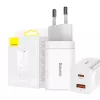 Baseus Super Si Pro greitasis įkroviklis USB + USB-C 30W (baltas)