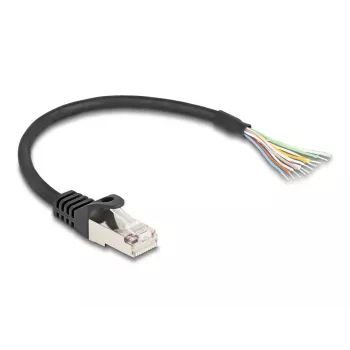 DeLOCK RJ50 (vyriškas) į atvirus laidų galus S/FTP 0,25 m juodas kabelis