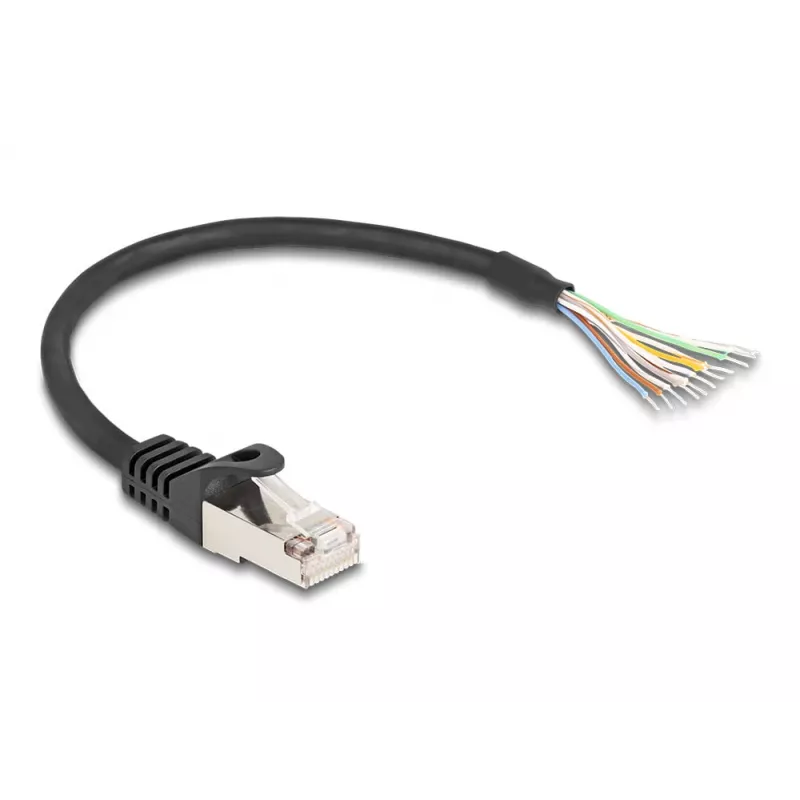 DeLOCK RJ50 (vyriškas) į atvirus laidų galus S/FTP 0,25 m juodas kabelis