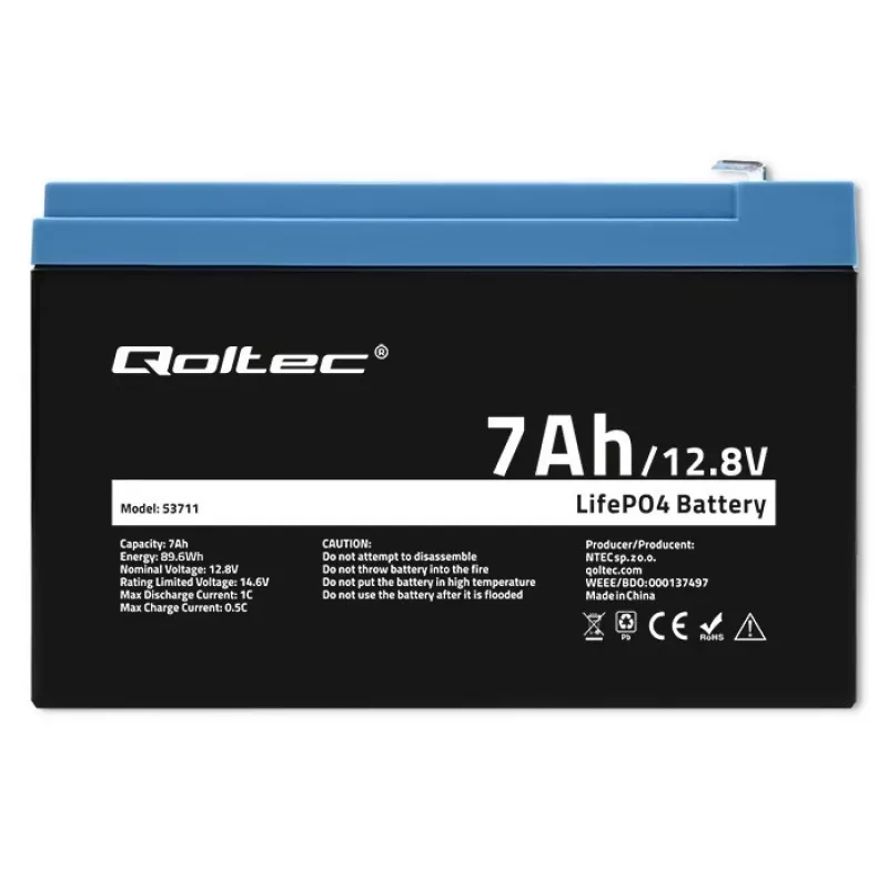 LiFePO4 baterija 12,8V 7Ah, 89,6Wh, su BMS