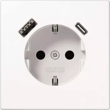 Kištukinis lizdas Type F Jung LS1520-15CAWW, 16 A, 50/60 Hz, IP20, plastikinis korpusas, USB 5 V