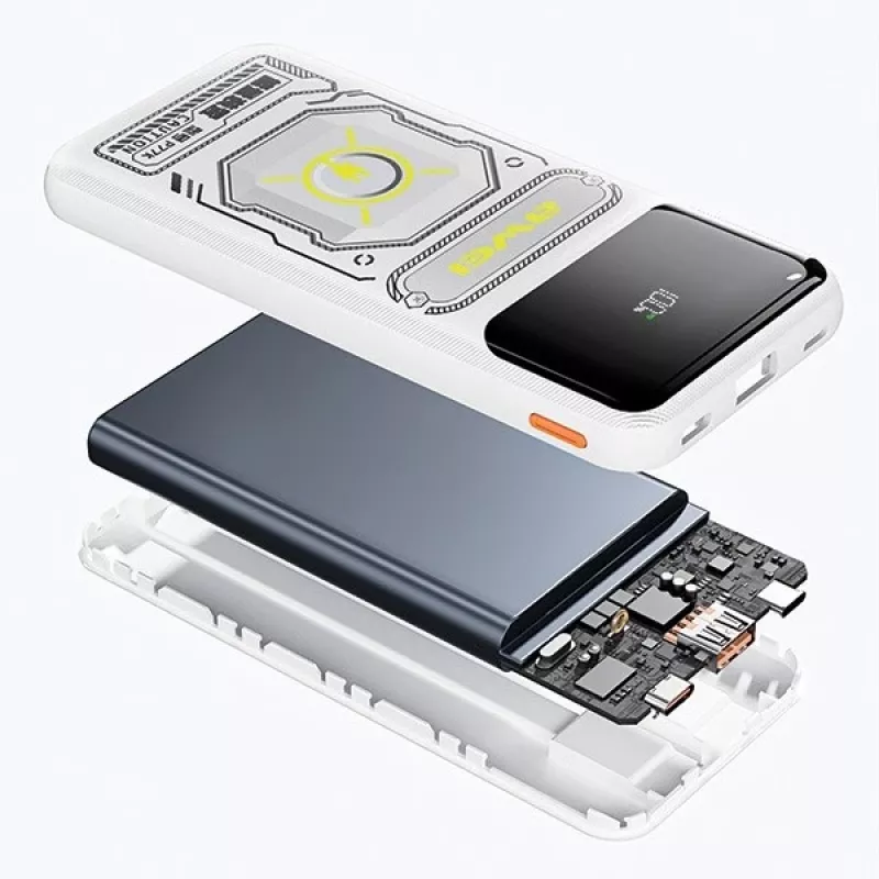 Powerbank AWEI P77K 10000mAh 22,5 W su integruotu kabeliu
