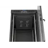 Tinklinis spintos stovas LANBERG 19 colių 24U 600x800 mm juodas su stiklo durelėmis ir LCD išpjova (Flat Pack) v2