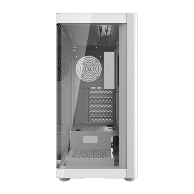Kompiuterio korpusas DarkFlash DS900G Baltas — mid-tower, grūdintas stiklas, be ventiliatorių