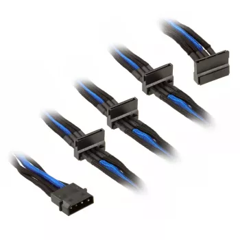 SilverStone 4 kontaktų Molex į 4x SATA laidą, 300 mm – juoda/mėlyna