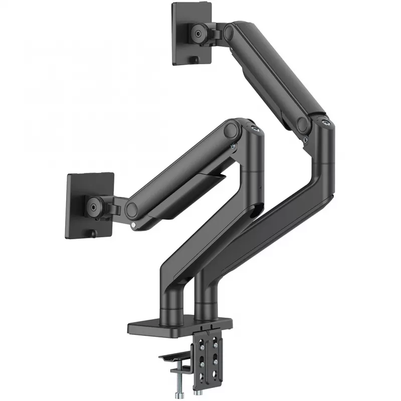 Laikiklis monitoriui DIGITUS Dvigubas monitorių laikiklis 2×45 colių ekranams, spaustuvas, 2×20 kg, VESA 75×75–100×100, pakreipimas -20–50°