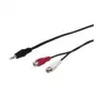 Wentronic Goobay 3,5 mm Jack / RCA adapterio kabelis, juodas, 1,5 m - 3,5 mm kištukas (3 kontaktai, stereo) > 2x RCA lizdas (garso kairė/dešinė) (50116)
