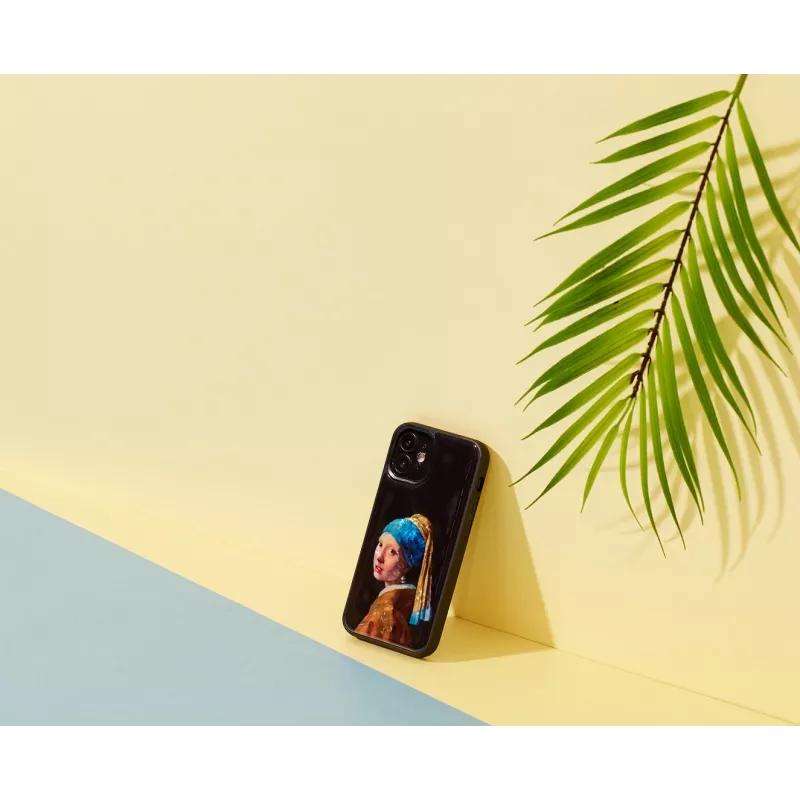 Apsauginis dėklas iKins Apple iPhone 12 mini – Dizainas: Mergina su perlų auskaru