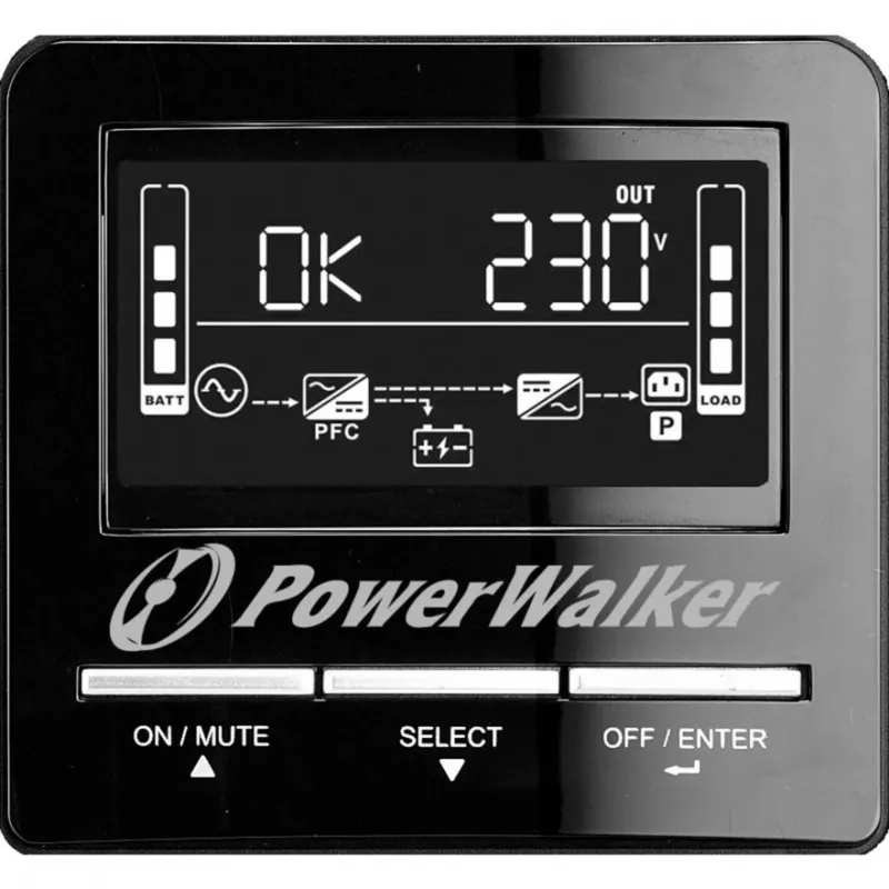 PowerWalker VI 1100 CW linijiškai interaktyvus nepertraukiamo maitinimo šaltinis (UPS) 1100 VA (1,1 kVA), 770 W, 7 Ah, RS-232, USB, juodas