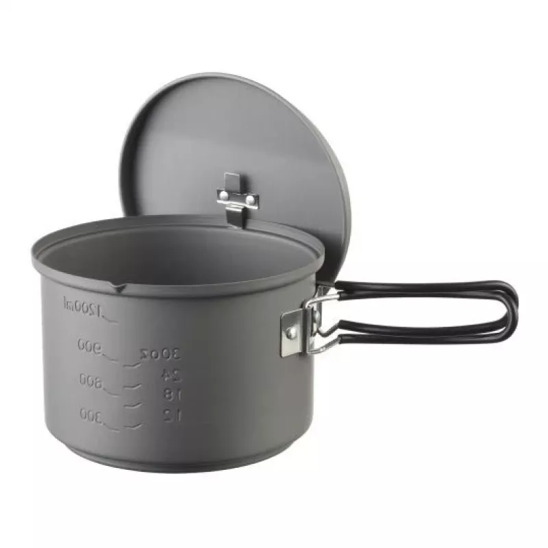 ESBIT puodų rinkinys su alkoholiniu degikliu, aliuminis 1,5 L, Ø15,4 cm, H115 mm, juodas